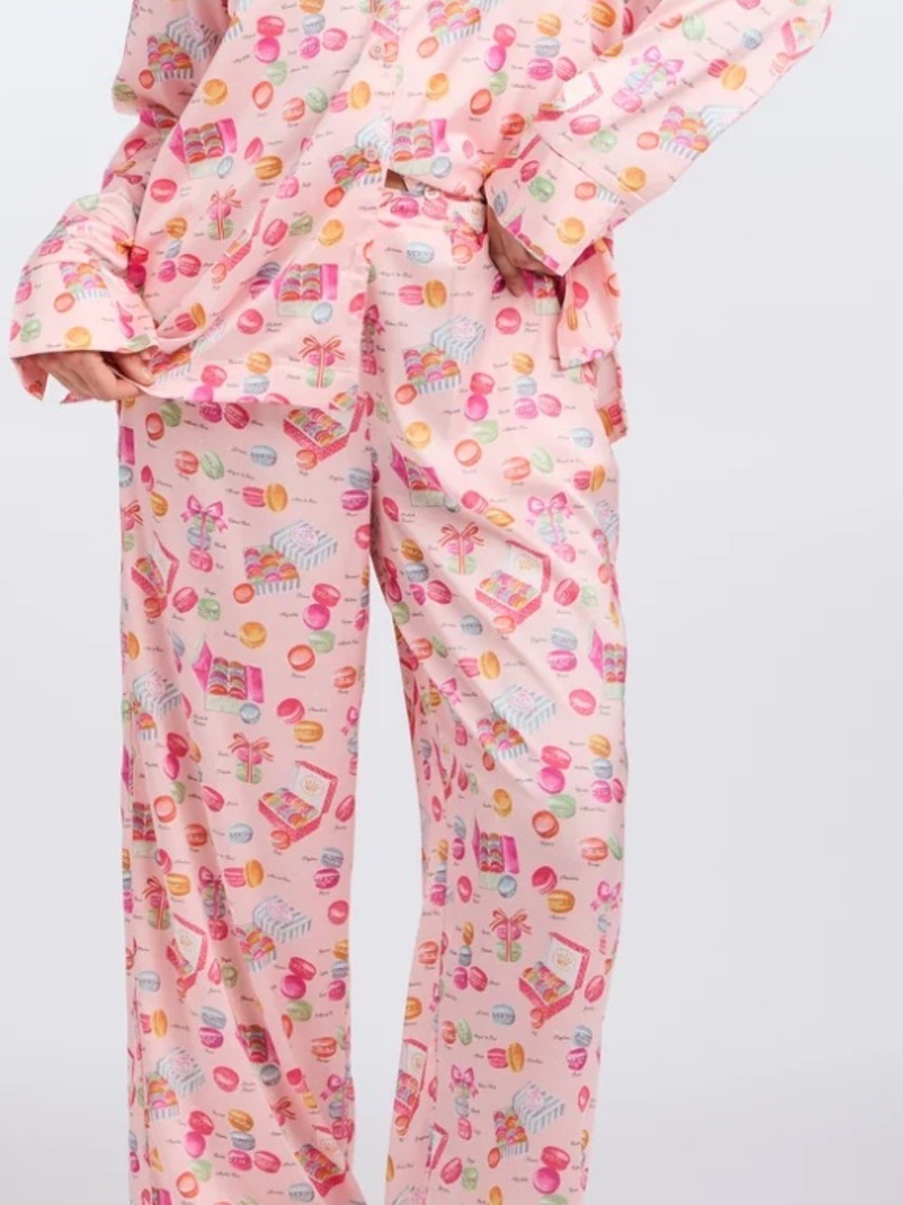 Nick & Nora Macaron Print Pajama Pants 100% cotton pockets drawcord waist large
